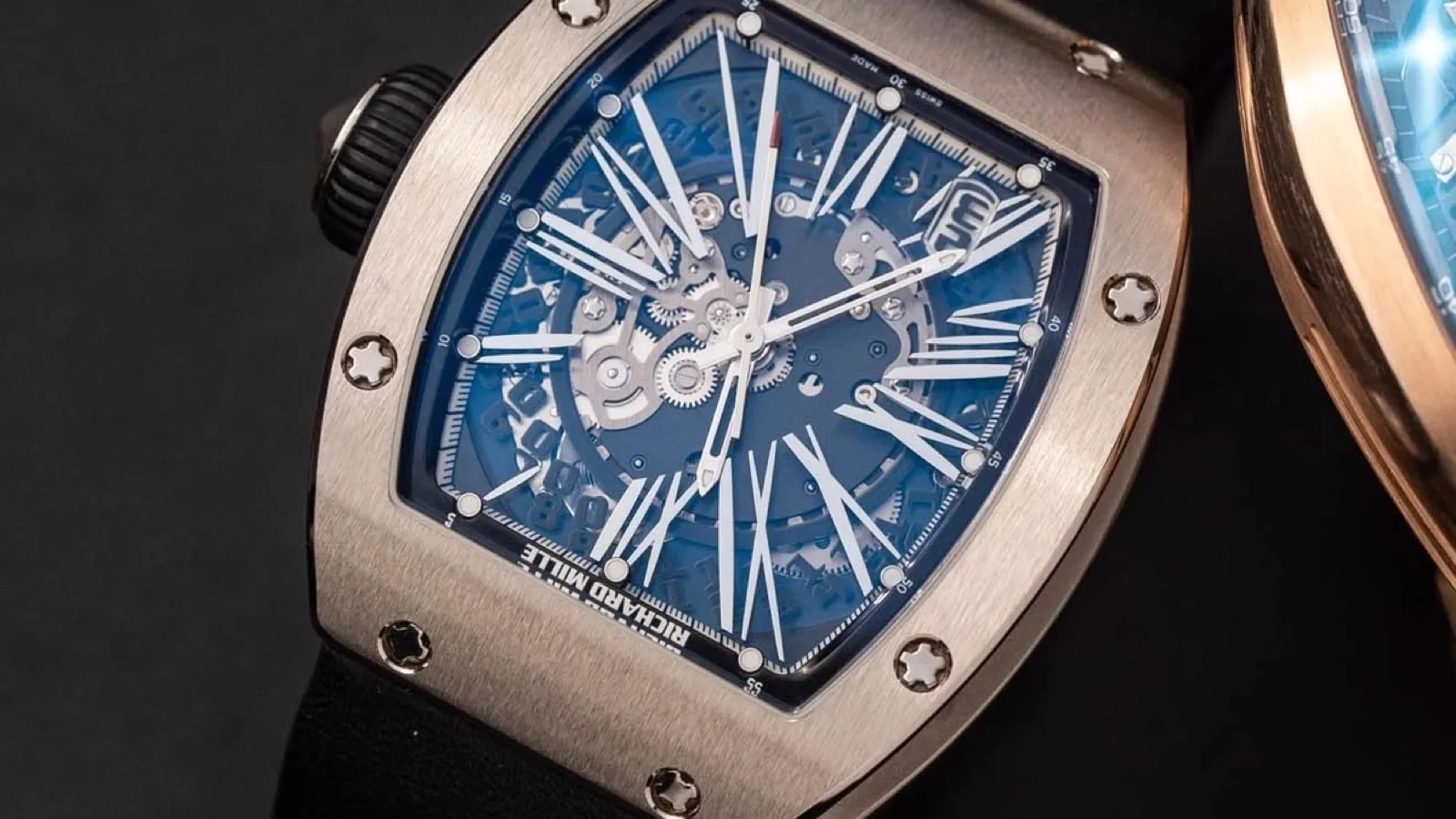 Mặt số skeleton của Richard Mille RM 023 bằng vàng trắng