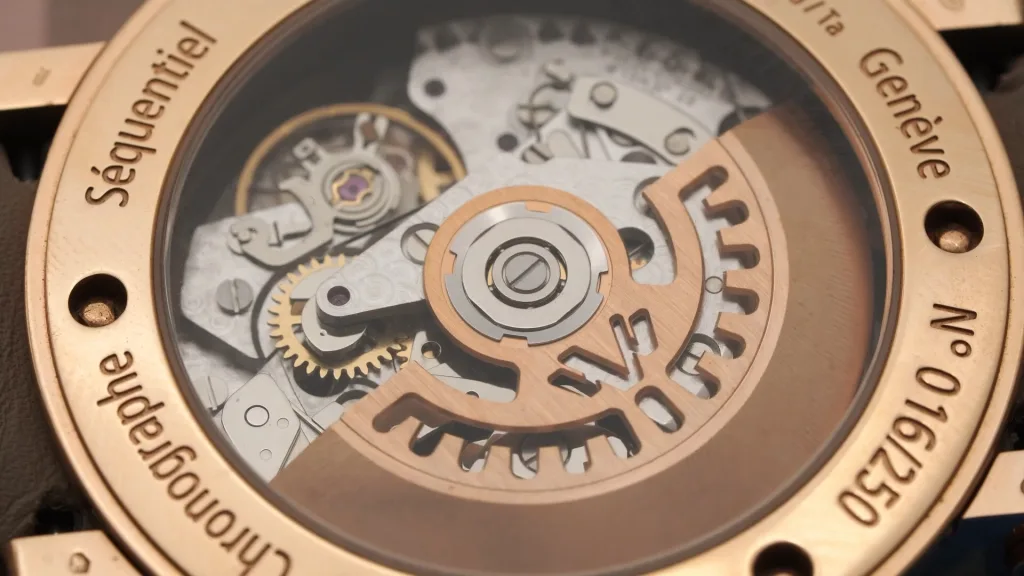 Bộ máy DW6005 và rotor skeletonized của DeWitt Chronostream