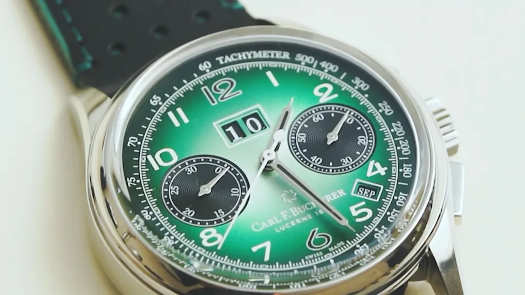 Mặt số xanh Carl F. Bucherer Heritage BiCompax Annual London