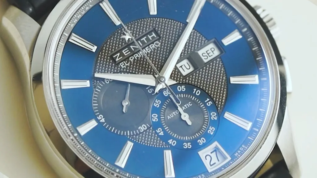 Mặt số Zenith Captain Winsor Annual Calendar xanh lam và đen