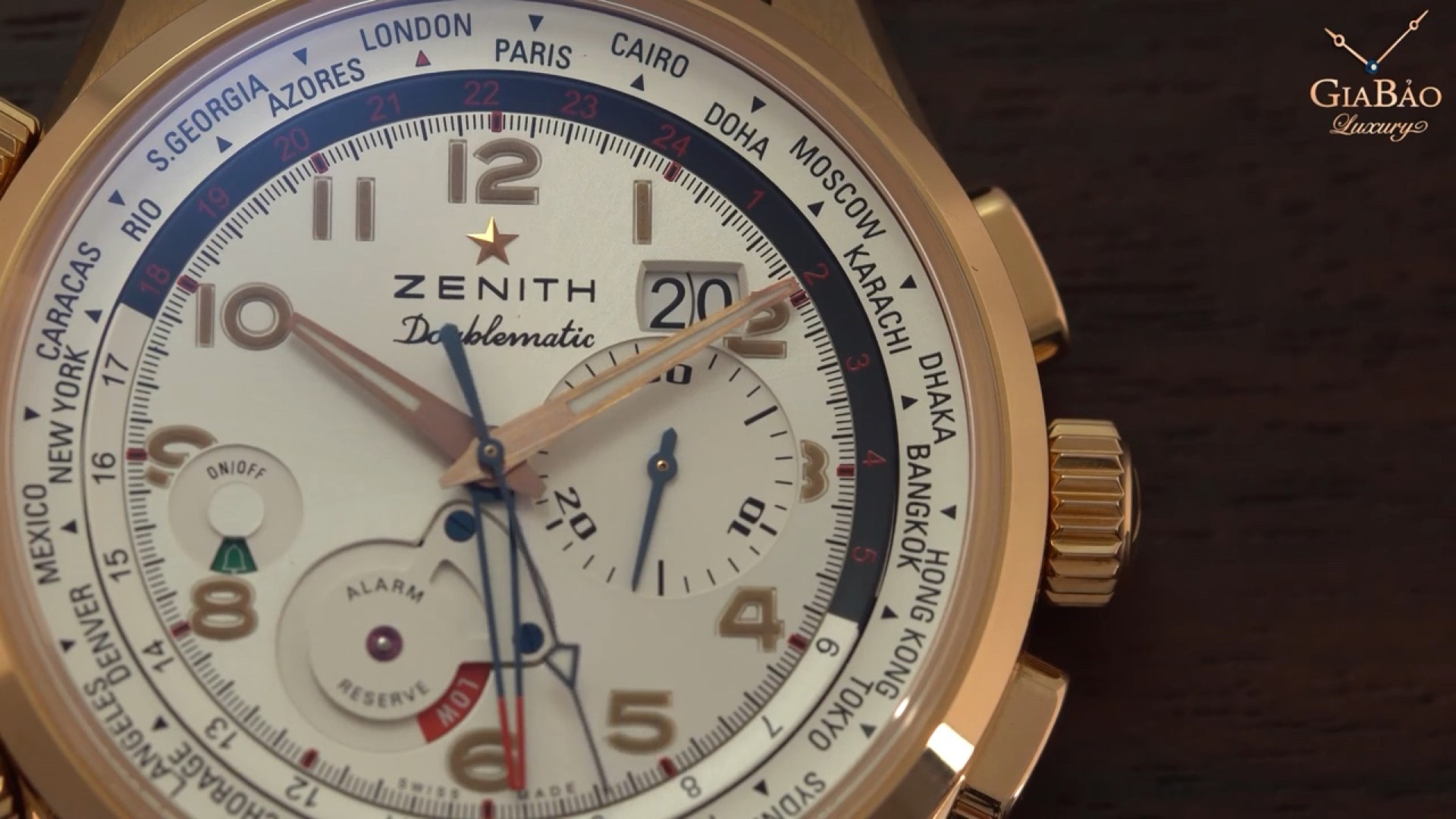 Mặt số Zenith Pilot Doublematic vàng hồng