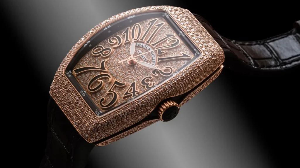 Góc ba phần tư Franck Muller Vanguard V 35 kim cương