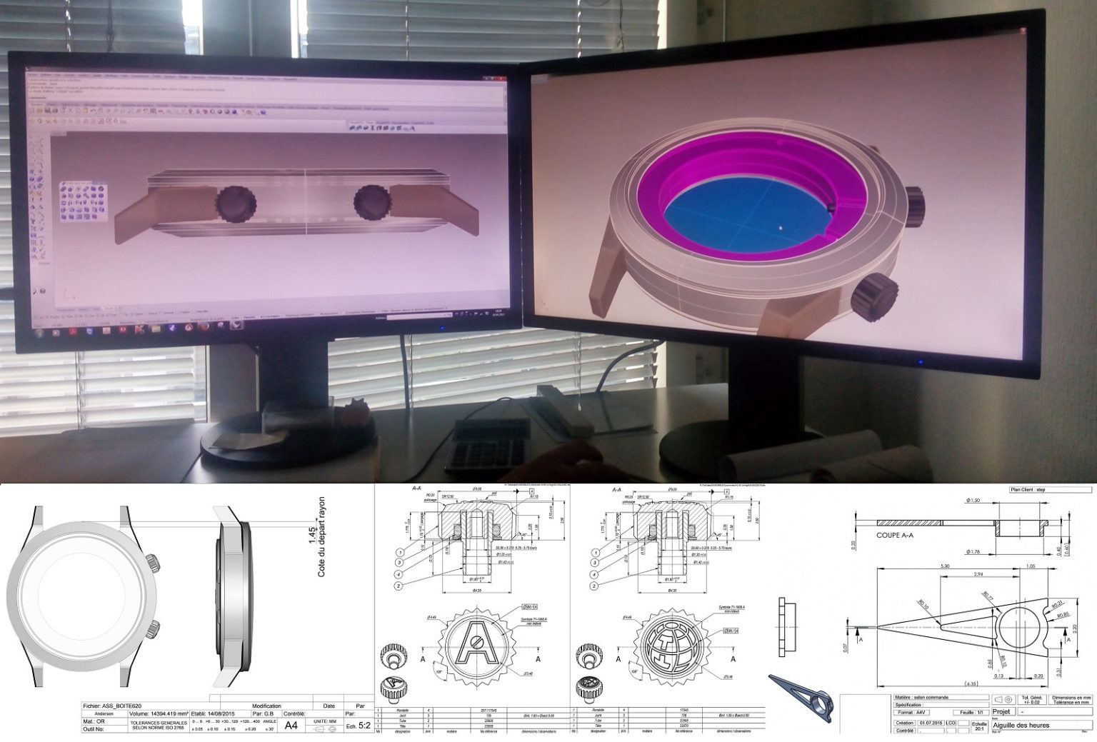 Andersen Genève: quy trình đặt đồng hồ bespoke: Bản vẽ CAD của vỏ và núm chỉnh giờ
