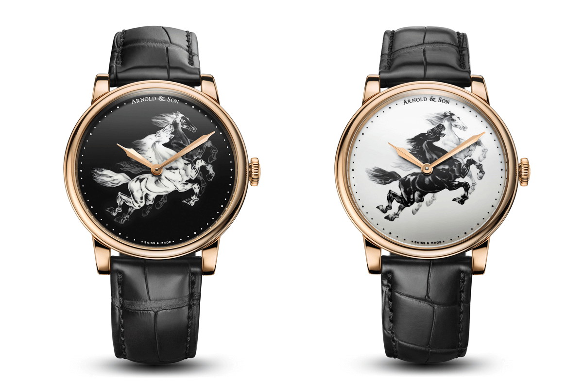 Arnold & Son HM Horses Set: tiểu họa trên mặt số