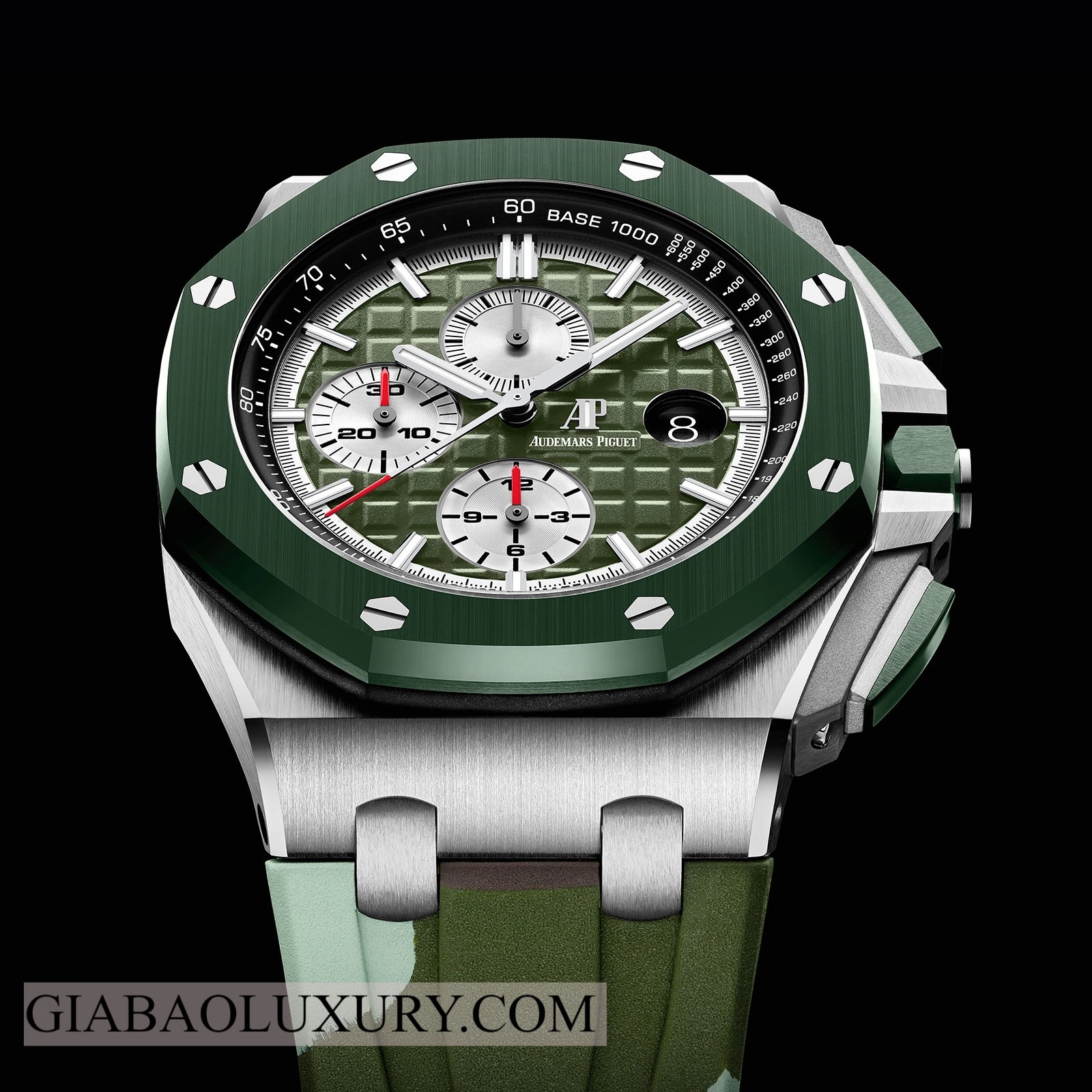 SIHH 2019: bộ ba Royal Oak Offshore “Camo” 44 mm: Royal Oak Offshore Camo vỏ thép và dây xanh lá