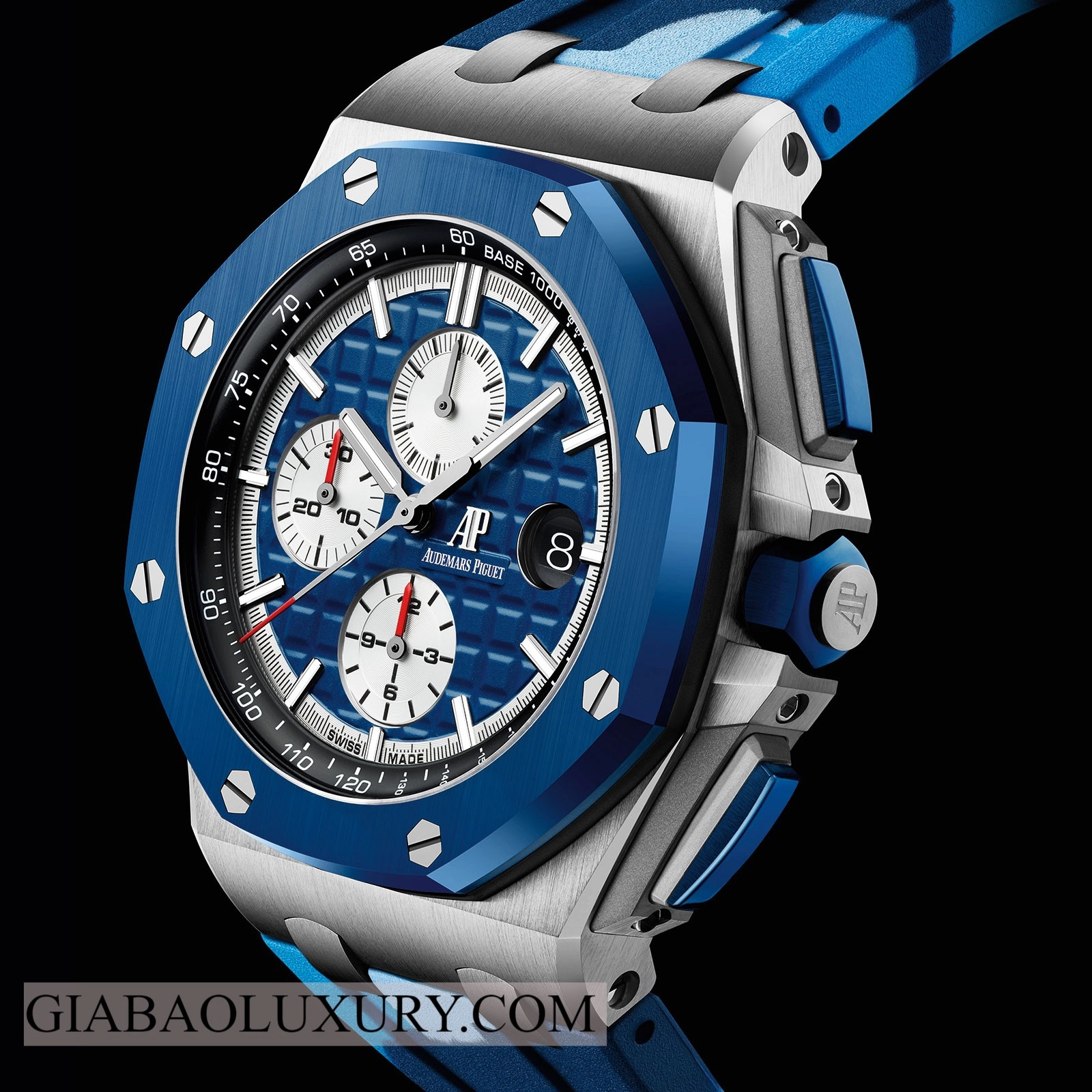 SIHH 2019: bộ ba Royal Oak Offshore “Camo” 44 mm: Royal Oak Offshore Camo vỏ thép và dây xanh lam