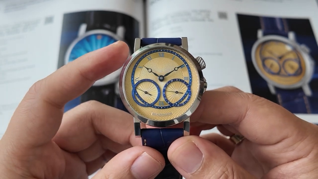 Mặt số guilloché Benzinger GAP-1 Golden Blue