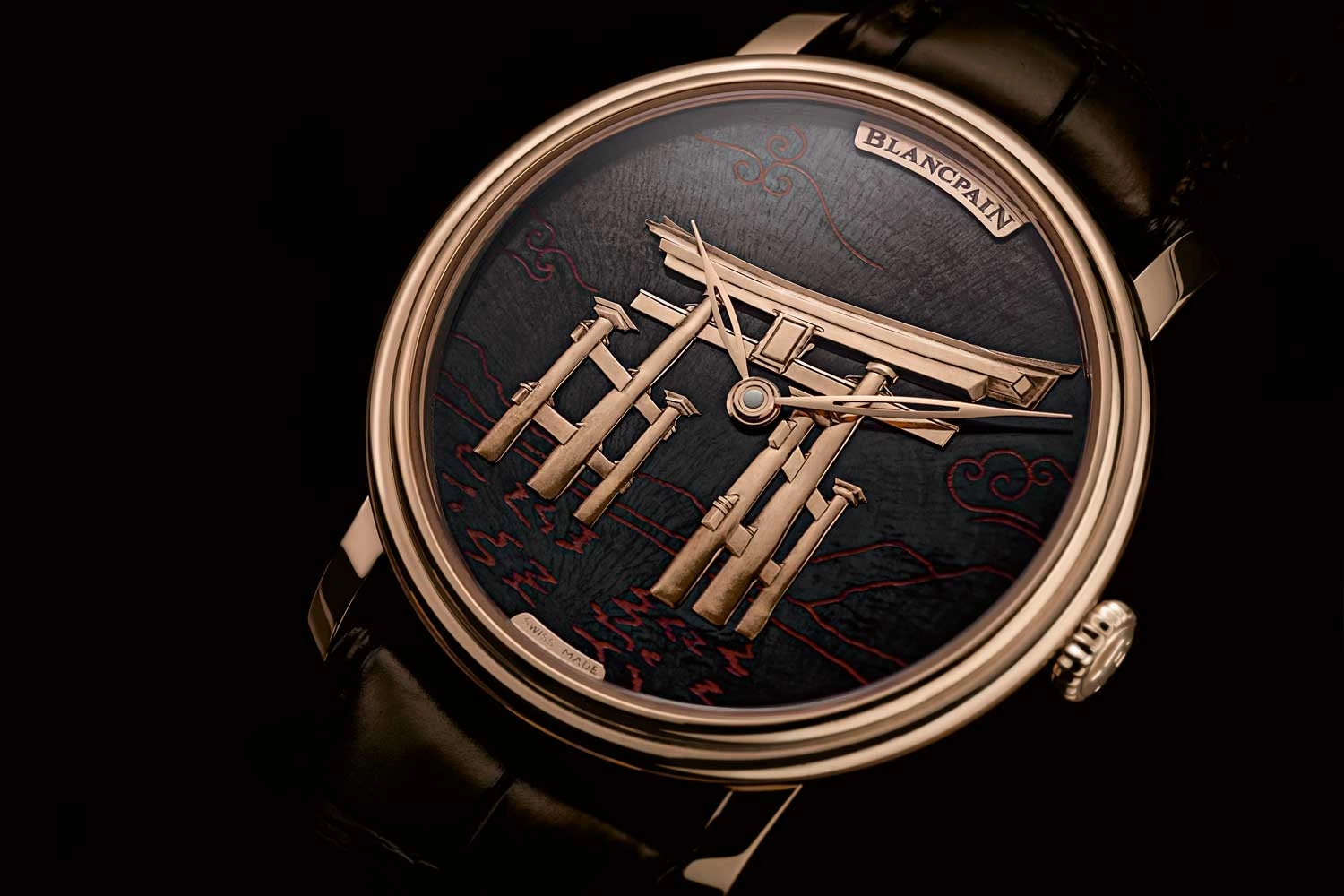 Blancpain và nghệ thuật chế tác mặt số: mặt số Blancpain trang trí damascening tạo hình kiến trúc