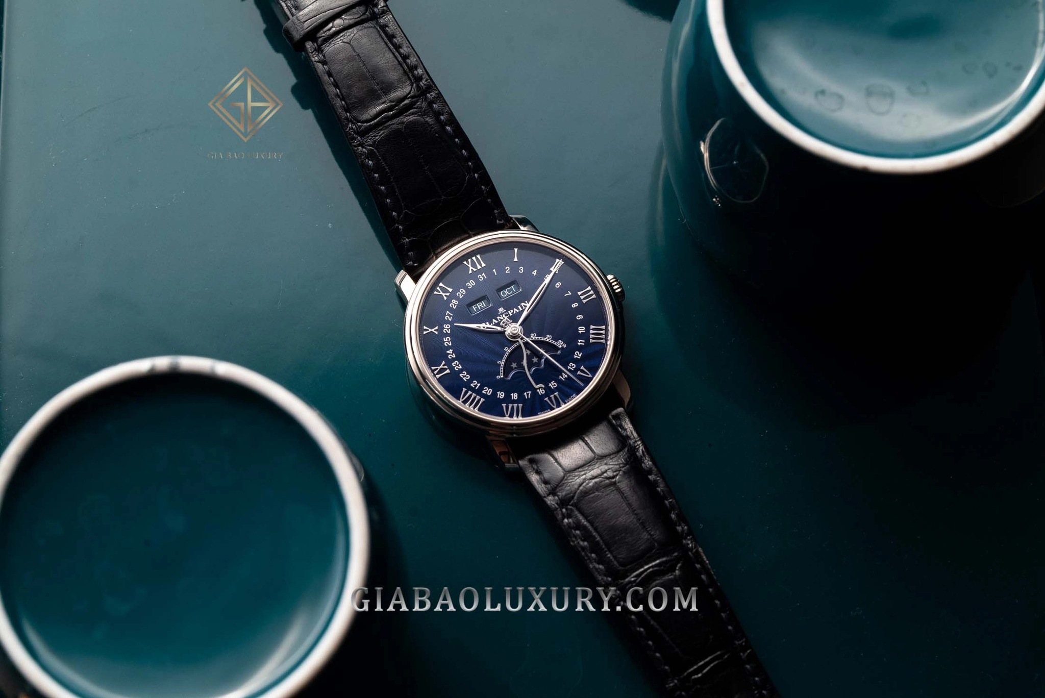 Blancpain Villeret Quantième Complet 6654: Blancpain Villeret Quantième Complet mặt xanh