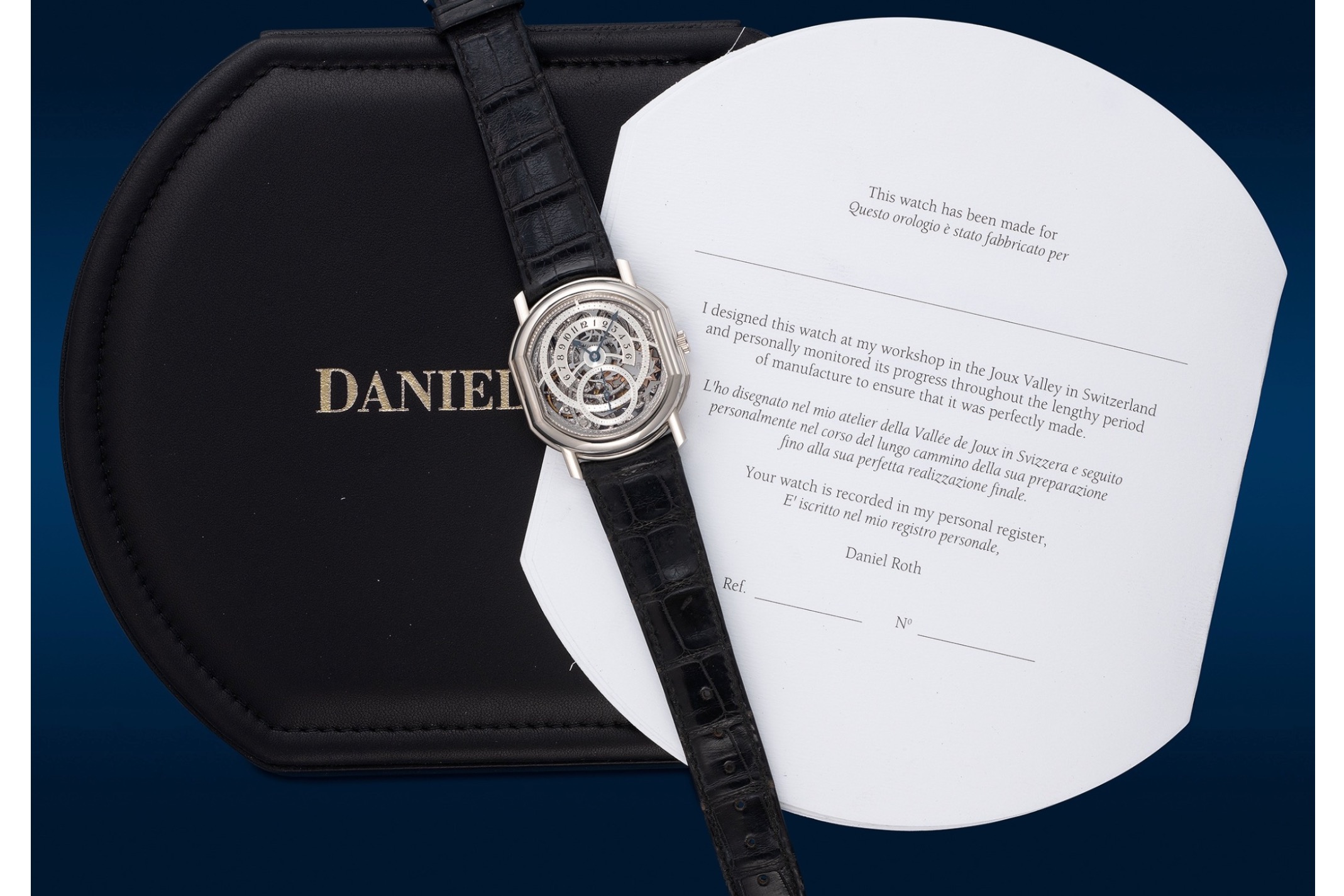 Bộ hộp và giấy guarantee của Daniel Roth C127S