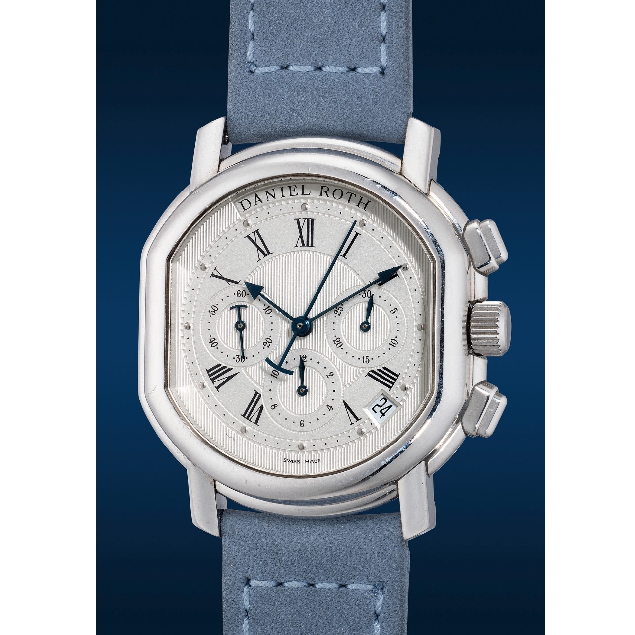 Chronograph thép Daniel Roth calibre DR500 nhìn chính diện