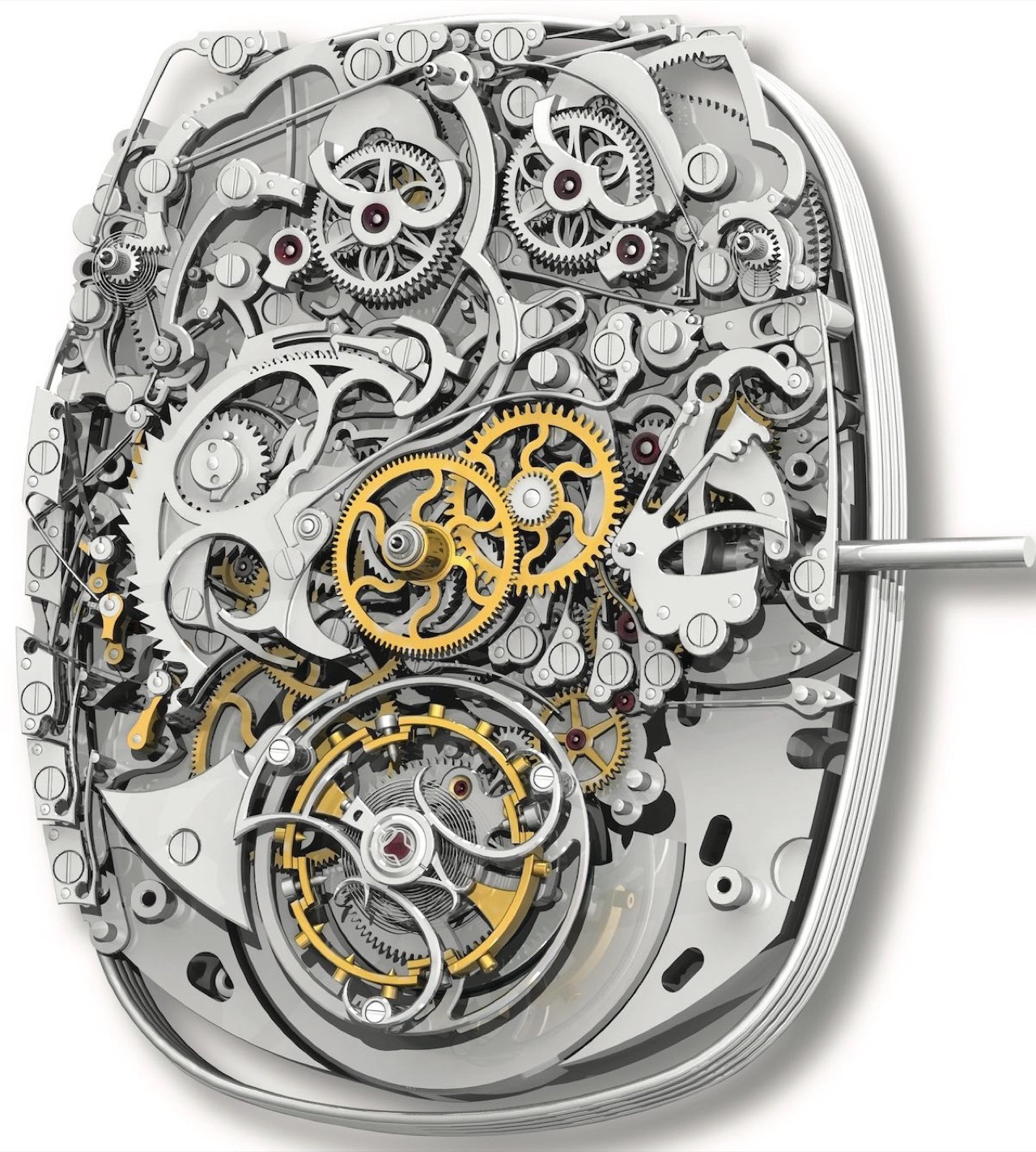Franck Muller Aeternitas Mega 4: 36 chức năng: Cần và nút điều khiển các complication