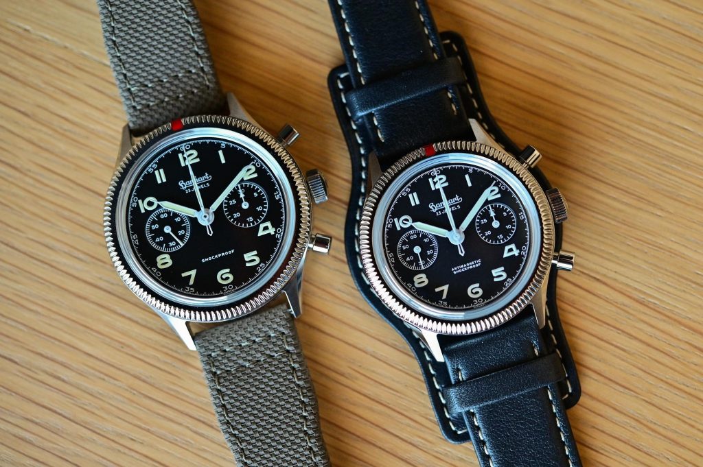 Hai chronograph Hanhart 417 ES với mặt số bicompax