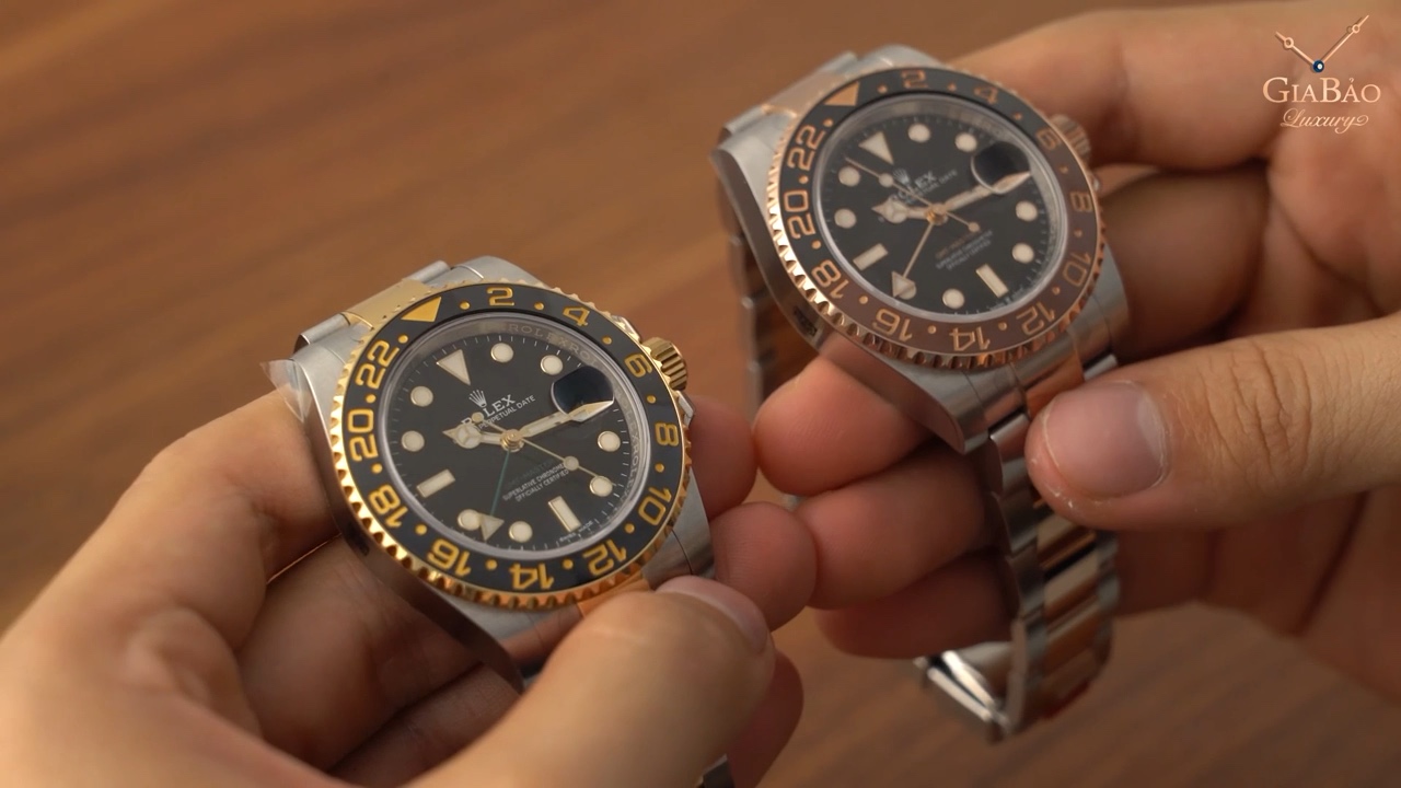 Hai mặt số Rolex GMT-Master II Rolesor trong video