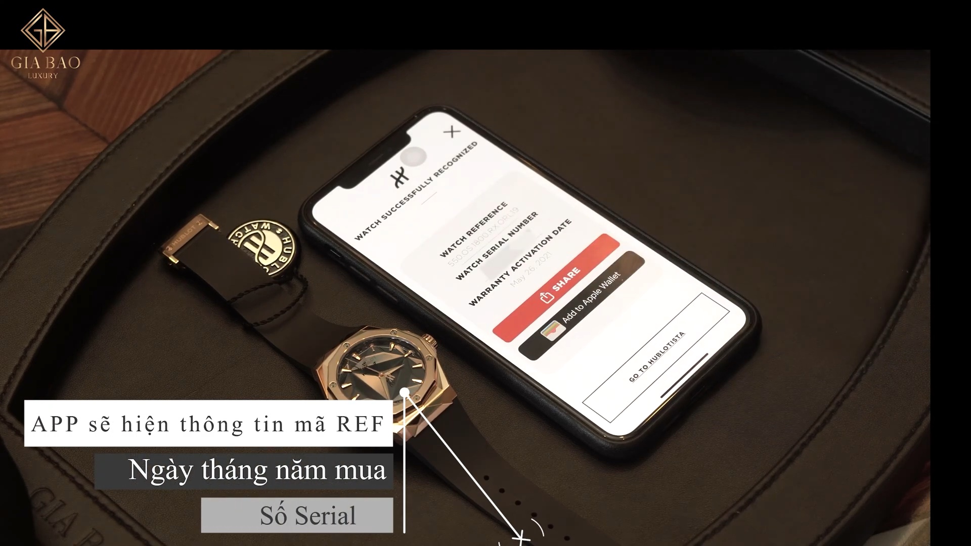 Màn hình Hublot e-warranty nhận dạng thành công
