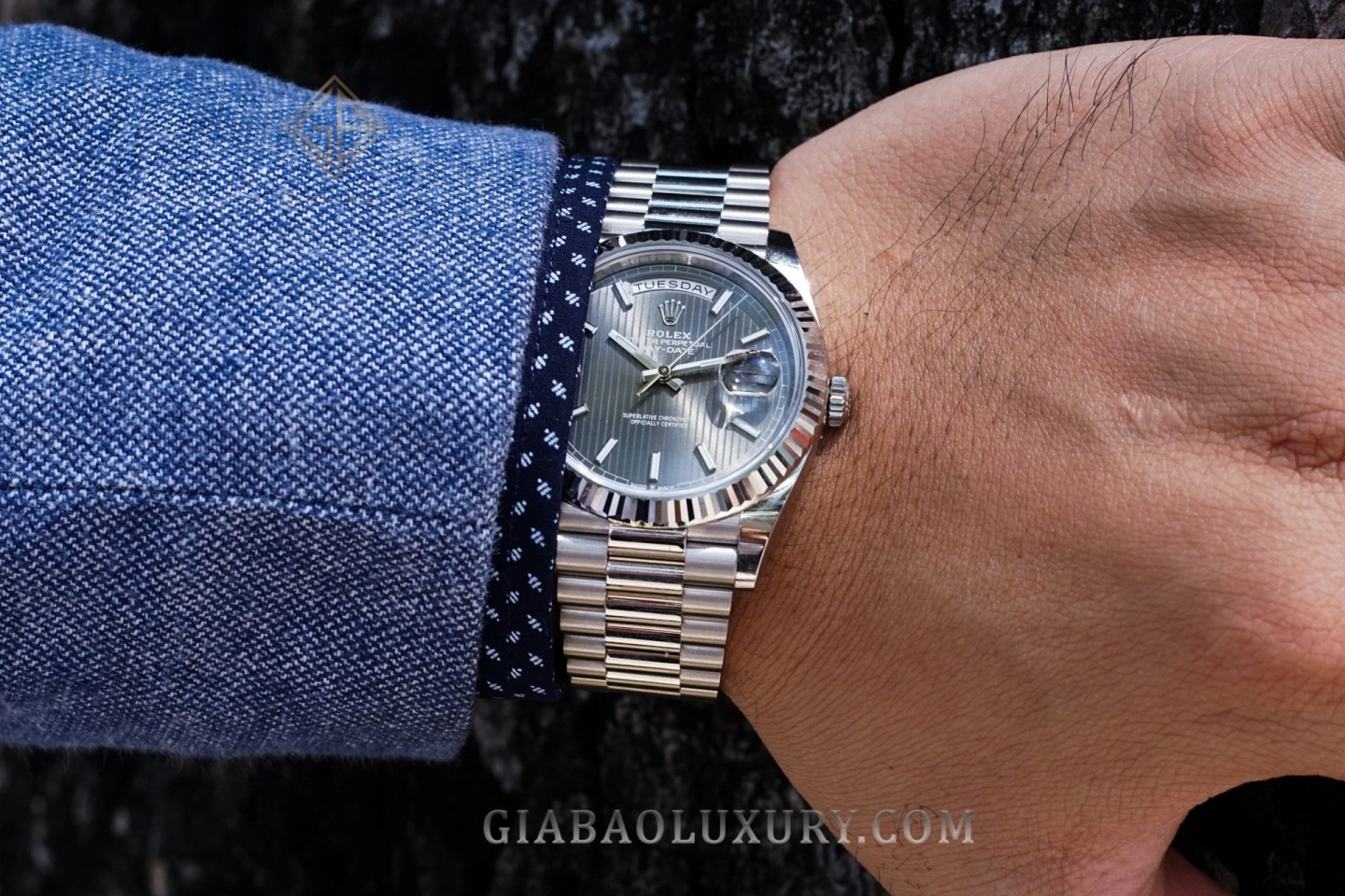 Hướng dẫn mua Rolex Day-Date: Rolex Day-Date 36 bằng kim loại quý trên cổ tay