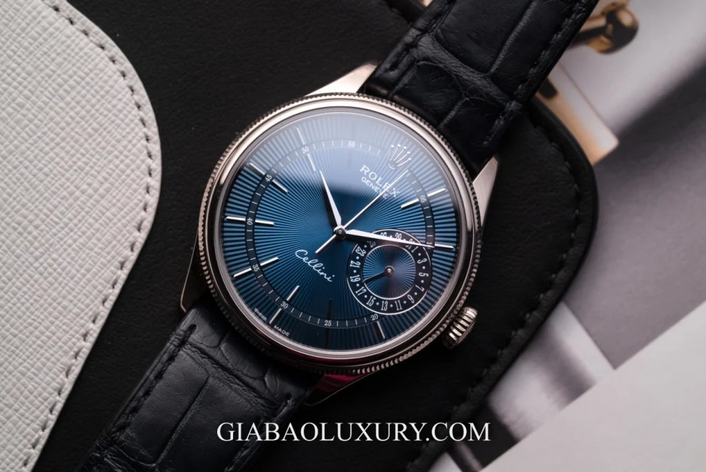 Hướng dẫn mua Rolex mặt số xanh: Rolex Cellini Dual Time mặt xanh