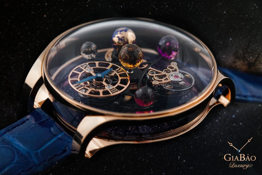 Jacob & Co. Astronomia Solar: hệ hành tinh cơ học: cấu trúc bốn nhánh chuyển động trong vỏ sapphire