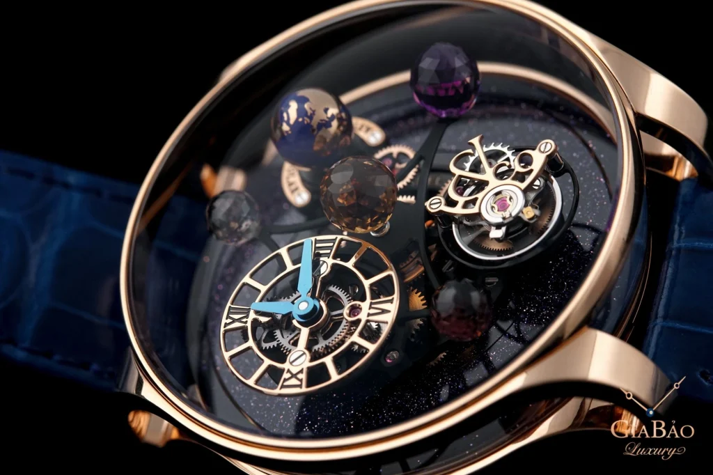 Jacob & Co. Astronomia Solar: hệ hành tinh cơ học: cụm hiển thị giờ nghiêng theo chuyển động