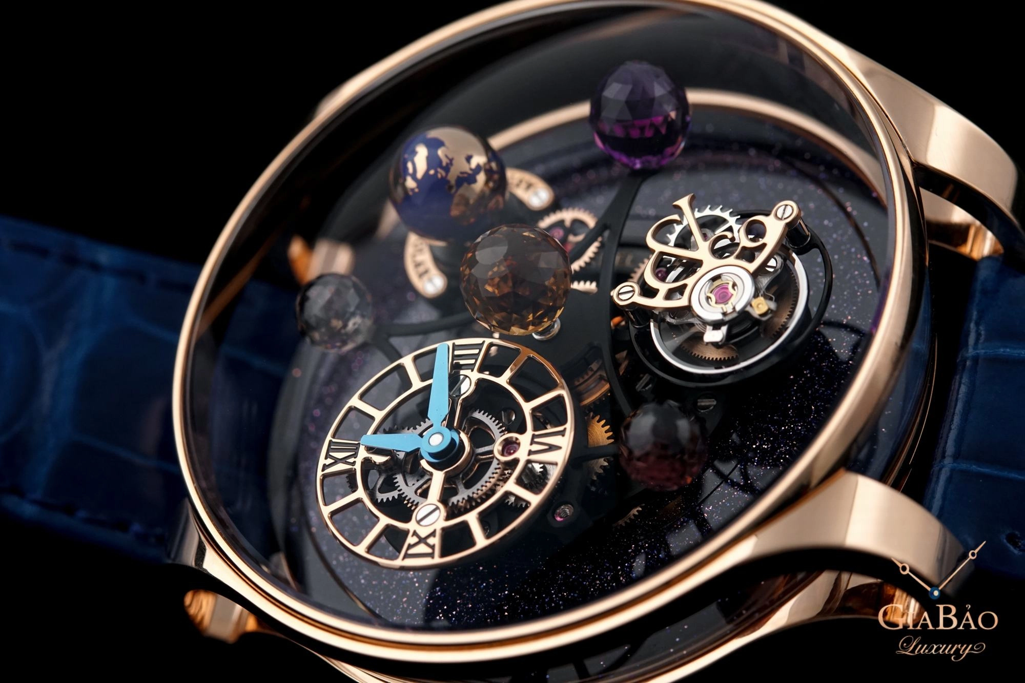 Jacob & Co. Astronomia Solar: hệ hành tinh cơ học: cụm hiển thị giờ nghiêng theo chuyển động