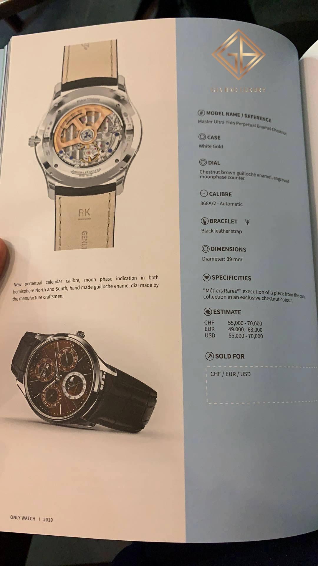 Jaeger-LeCoultre Perpetual Enamel Chestnut 2019: calibre 868A/2 qua đáy sapphire