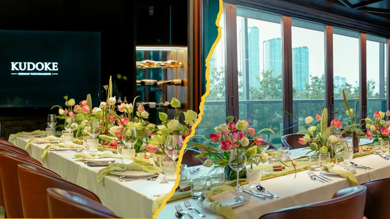 Kudoke tại Việt Nam: atelier và cộng đồng sưu tầm: Không gian bàn tiệc của sự kiện có sự hiện diện của nghệ nhân Kudoke