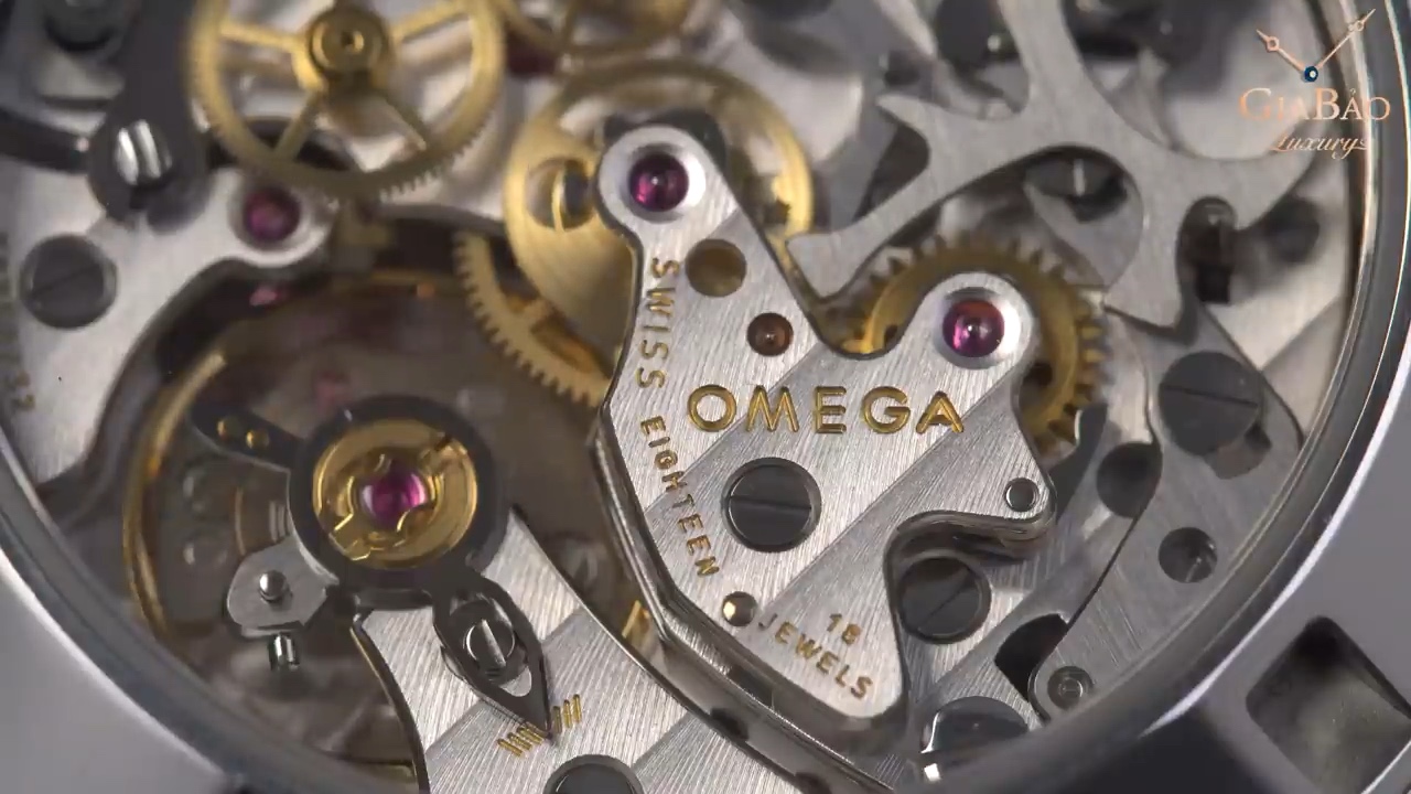 Bộ máy Omega calibre 1861 nhìn qua đáy mở