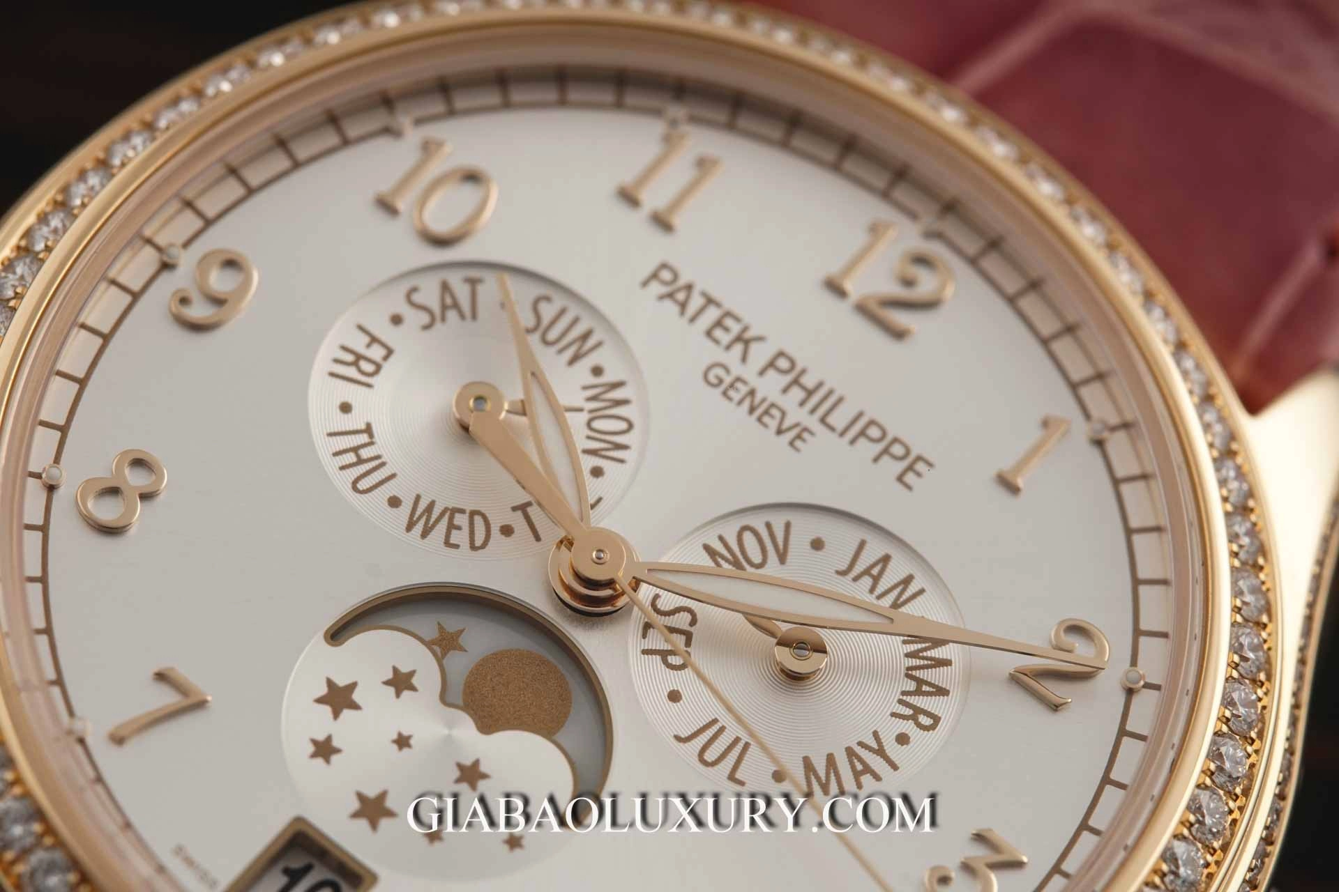 Patek Philippe 4947R-001: lịch thường niên 38 mm: bố cục lịch thứ tháng ngày và tuần trăng