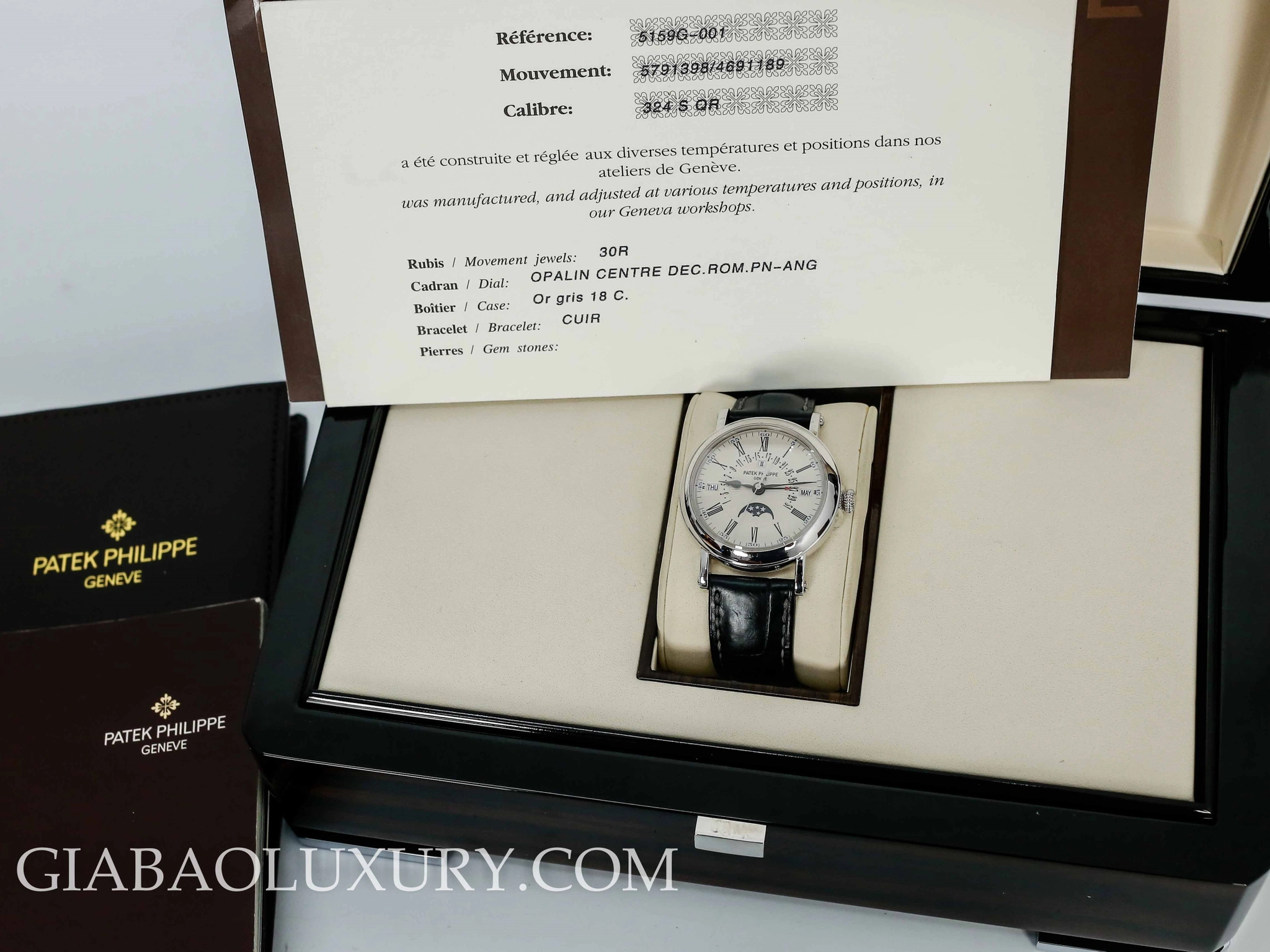 Patek Philippe 5159G-001: lịch vạn niên retrograde kiểu Officer — ảnh chi tiết 08