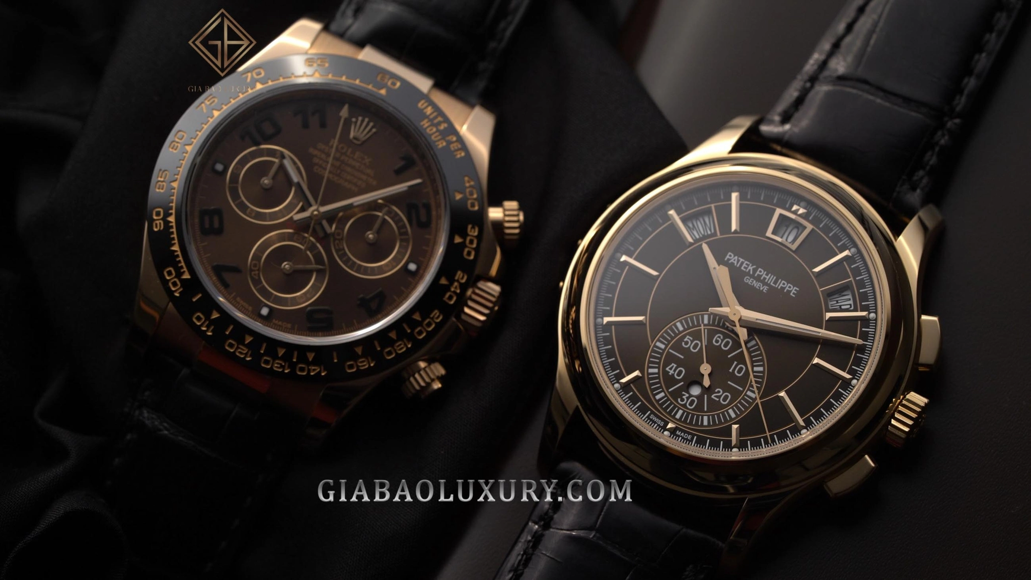 Patek Philippe 5905R và Rolex Daytona 116515LN: Patek Philippe 5905R và Rolex Daytona 116515LN đặt cạnh nhau