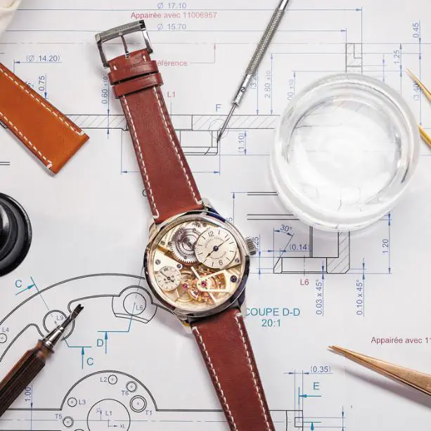 Philippe Dufour: chuẩn mực của đồng hồ độc lập: Le Garde-Temps Naissance d’une Montre trên bản vẽ kỹ thuật