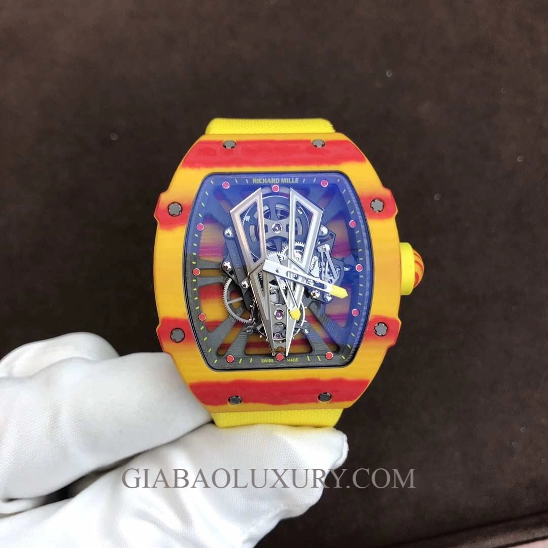 Richard Mille RM 023: tonneau và rotor biến thiên: vỏ tonneau ba lớp và núm chỉnh giờ của RM 023