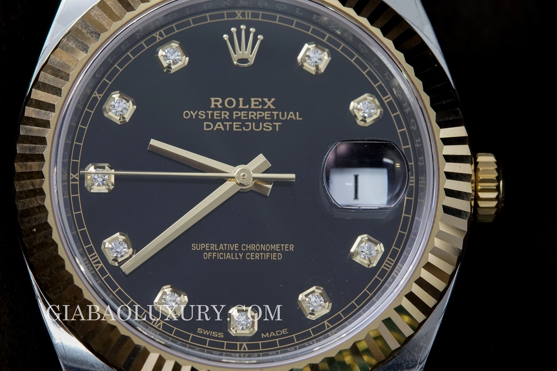 Rolex Datejust 41 126333 mặt đen cọc kim cương — ảnh chi tiết 05