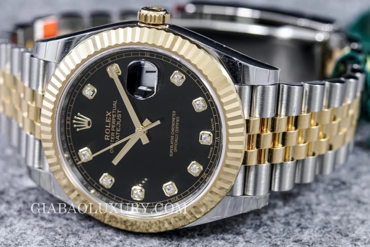 Rolex Datejust 41 126333 mặt đen cọc kim cương — ảnh chi tiết 14