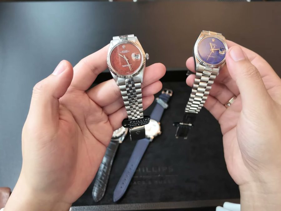 Hai Rolex Datejust Ref. 1601 mặt số đá