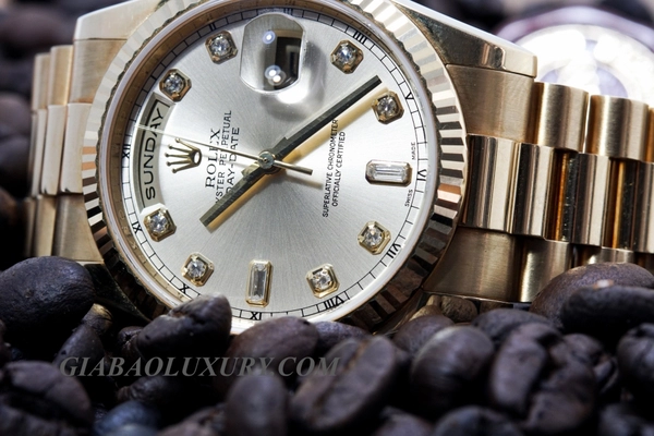 Rolex Day-Date 118238 mặt hồng cọc kim cương — ảnh chi tiết 01
