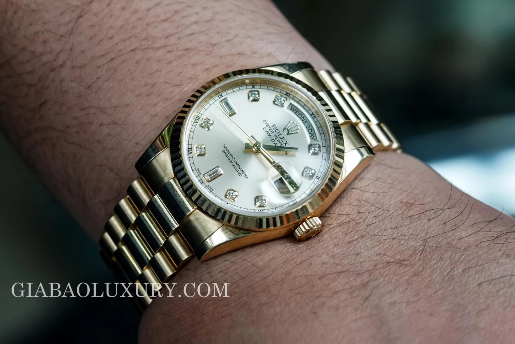Rolex Day-Date 118238 mặt hồng cọc kim cương — ảnh chi tiết 06