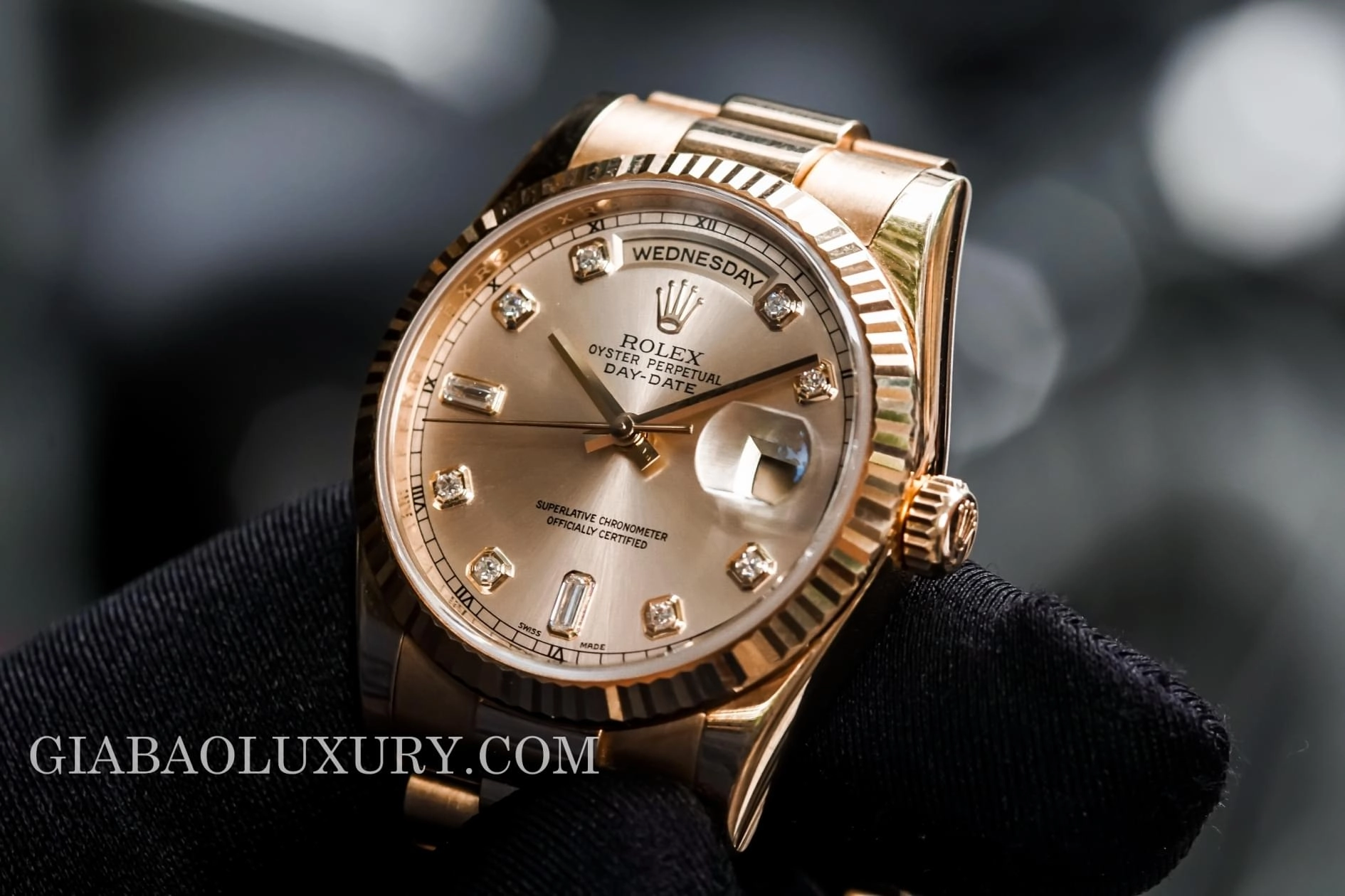 Rolex Day-Date 118238 mặt hồng cọc kim cương — ảnh chi tiết 13