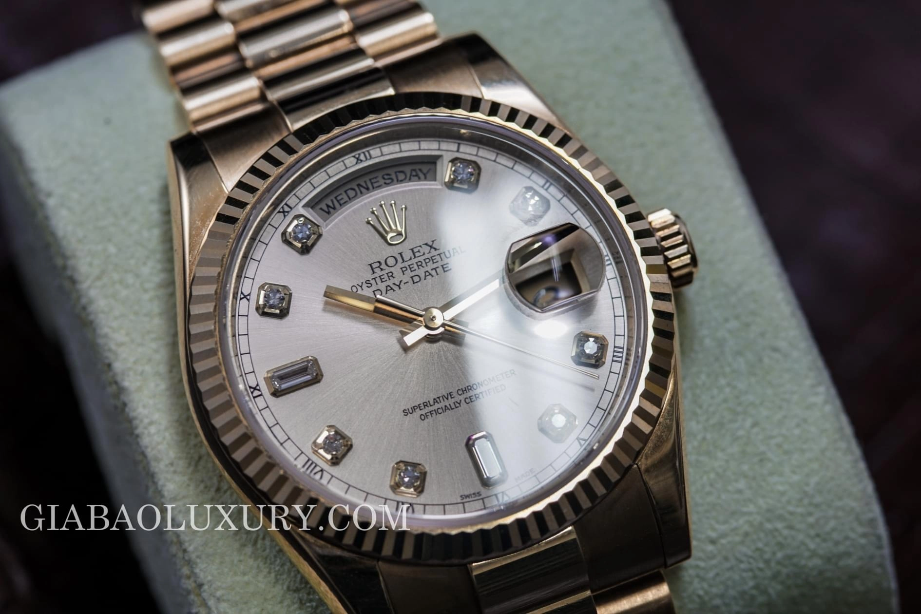 Rolex Day-Date 118238 mặt hồng cọc kim cương — ảnh chi tiết 20