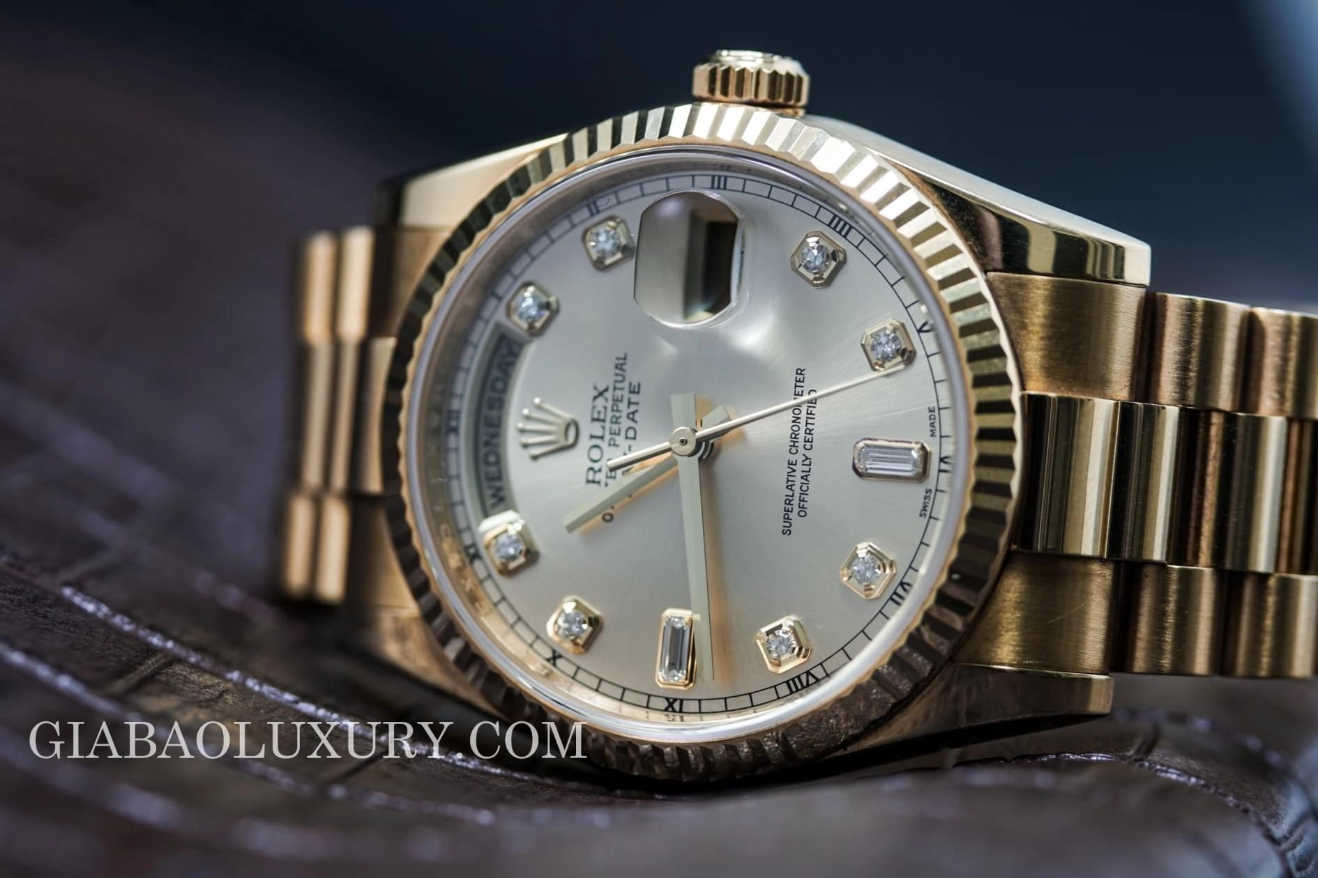 Rolex Day-Date 118238 mặt hồng cọc kim cương — ảnh chi tiết 33