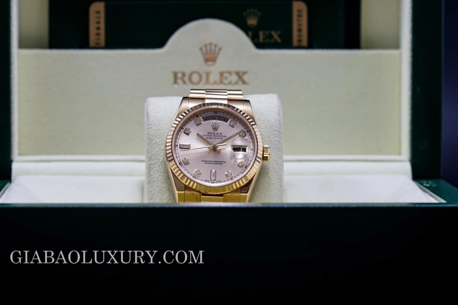 Rolex Day-Date 118238 mặt hồng cọc kim cương — ảnh chi tiết 35