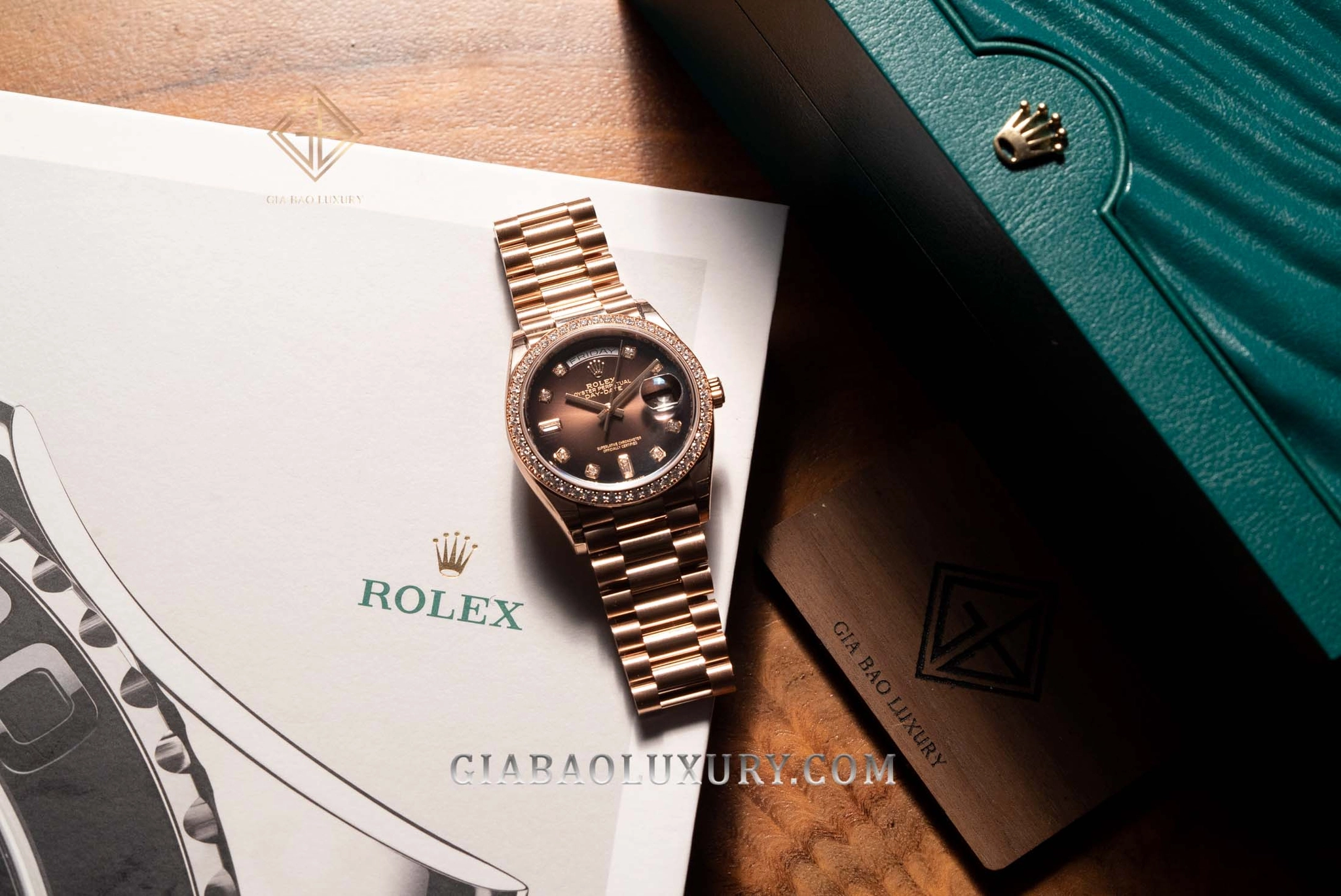 Rolex Day-Date 36 Ref. 128345RBR mặt ombré nâu