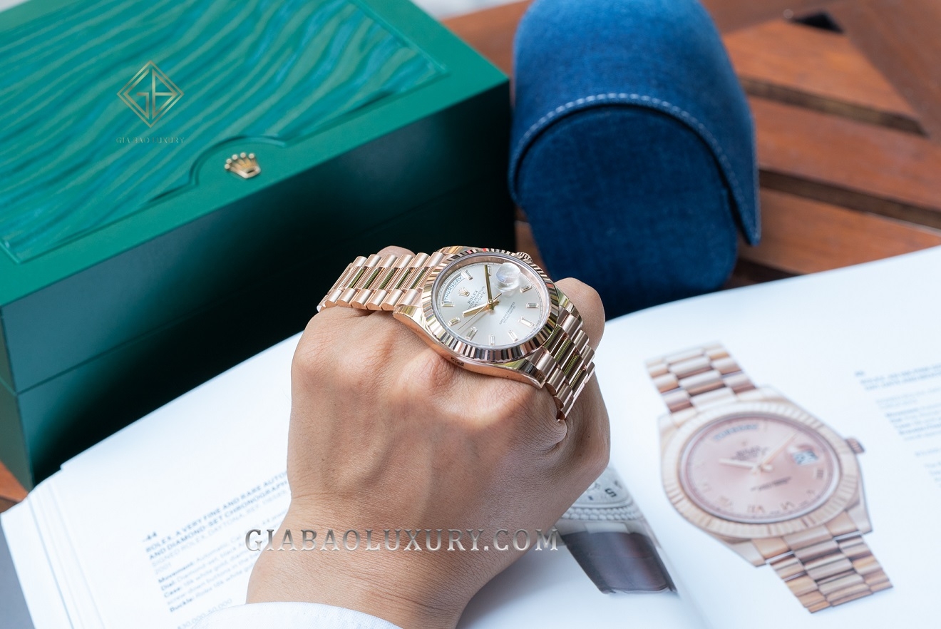 Rolex Day-Date 40 Ref. 228235 Sundust đính kim cương — ảnh chi tiết 4