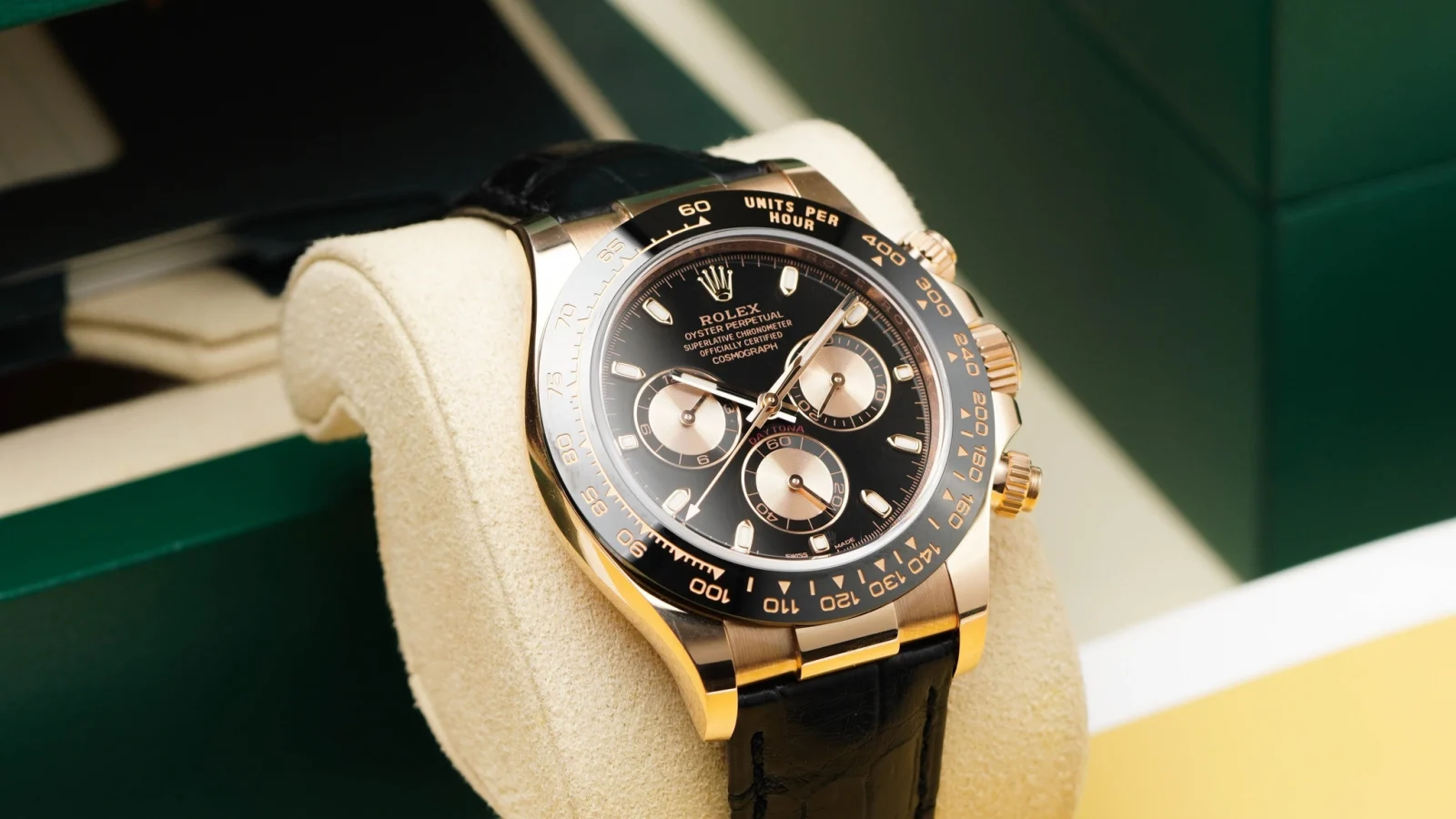 Rolex Daytona 116515LN mặt số đen: Everose và Oysterflex