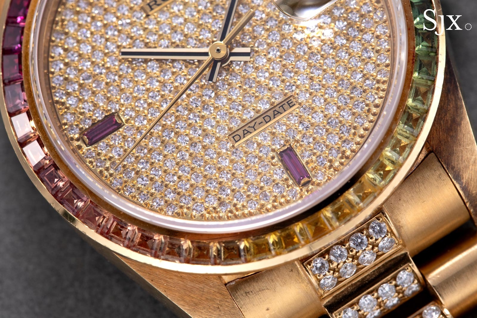 Mặt số và vành sapphire Rolex Day-Date Ref. 18188 Rainbow