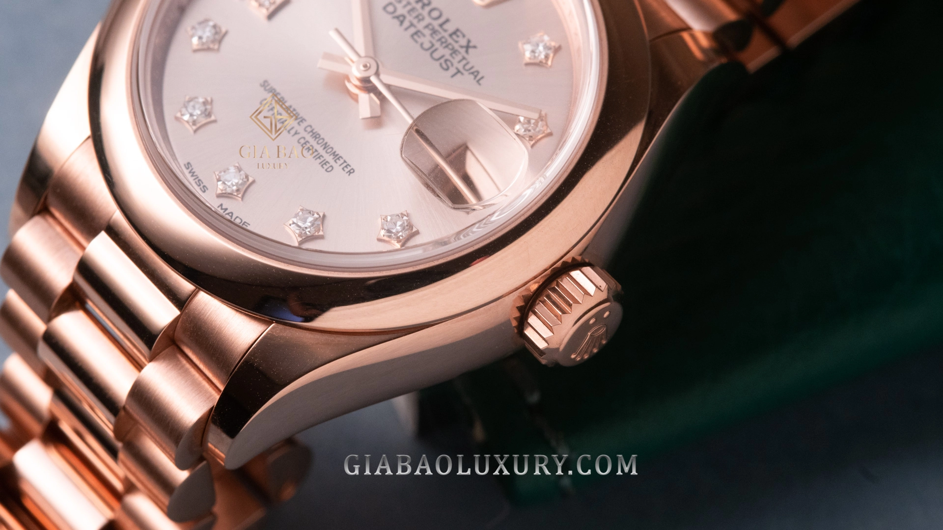 Rolex Lady-Datejust 279165 Everose: vỏ Oyster và dây President của Lady-Datejust 279165