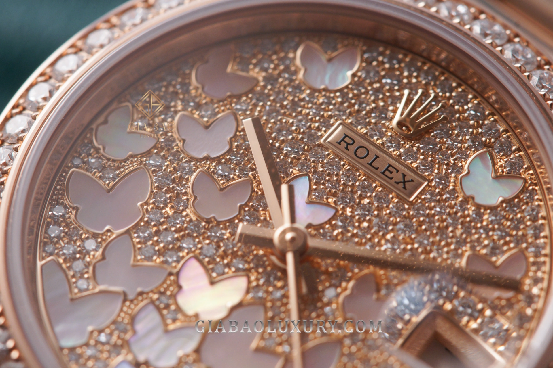 Rolex Datejust 31 Ref. 278285RBR: kim cương trên vành bezel nhìn cận cảnh