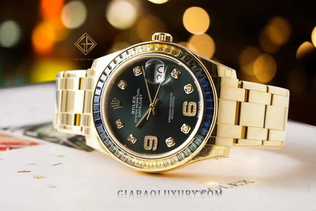 Rolex Pearlmaster 86348SABLV và calibre 3235: vành sapphire chuyển sắc xanh vàng của Pearlmaster 86348SABLV
