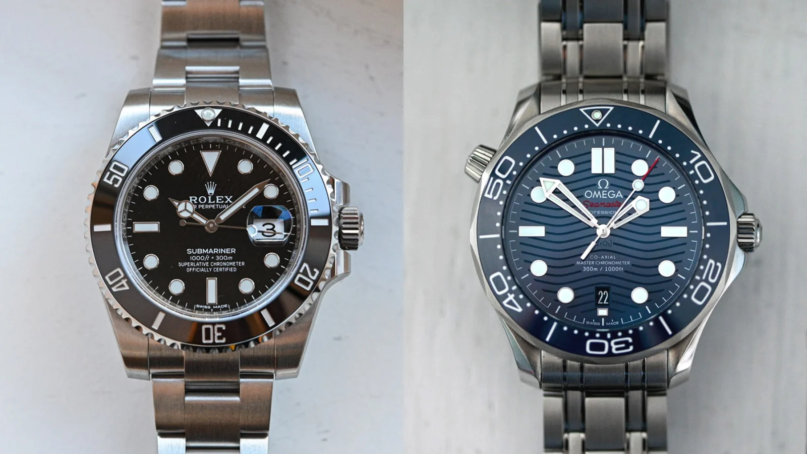 Rolex 116610LN và Omega Seamaster Diver 300M