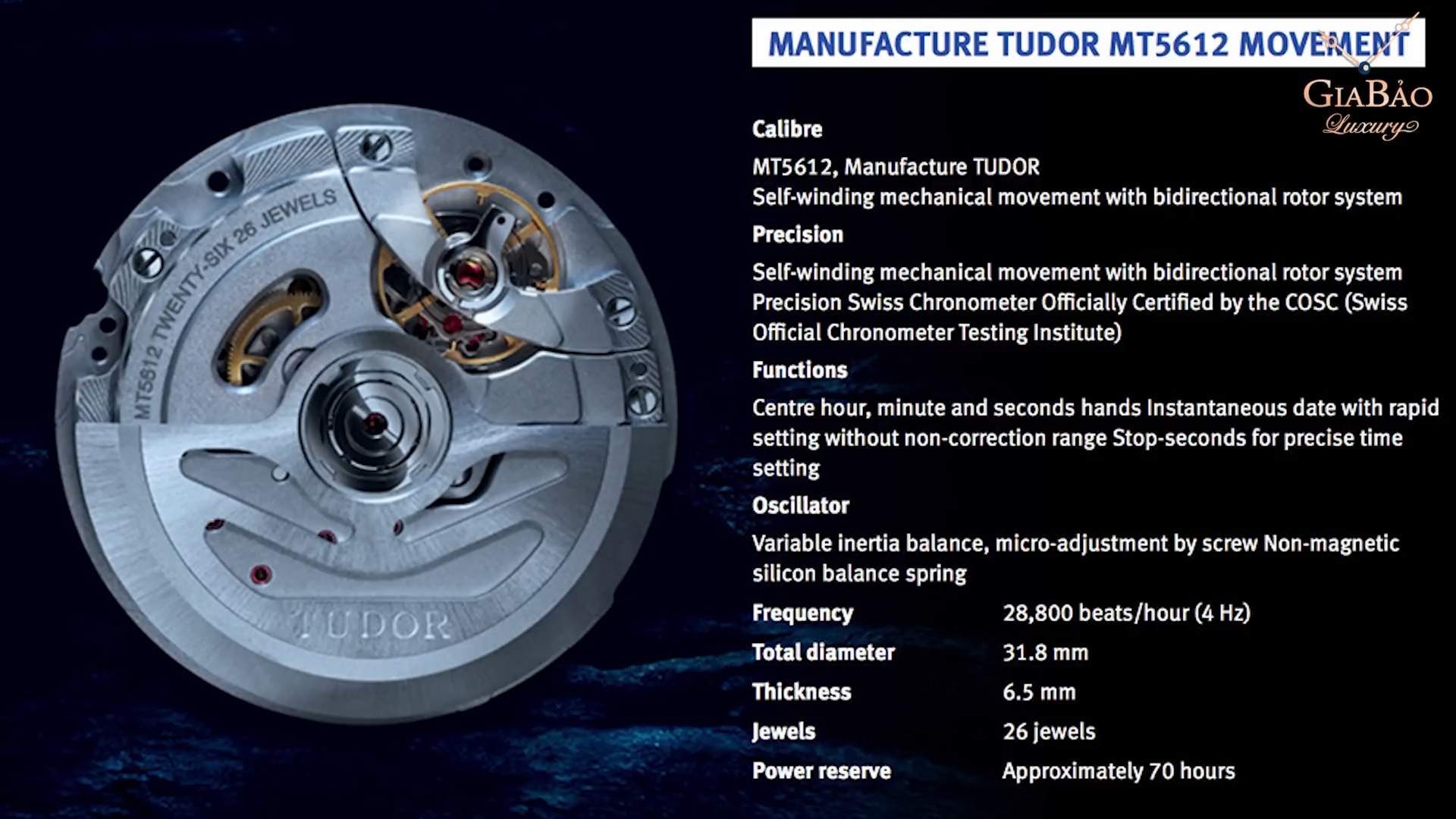 Đồ họa calibre Tudor MT5612 trong video so sánh